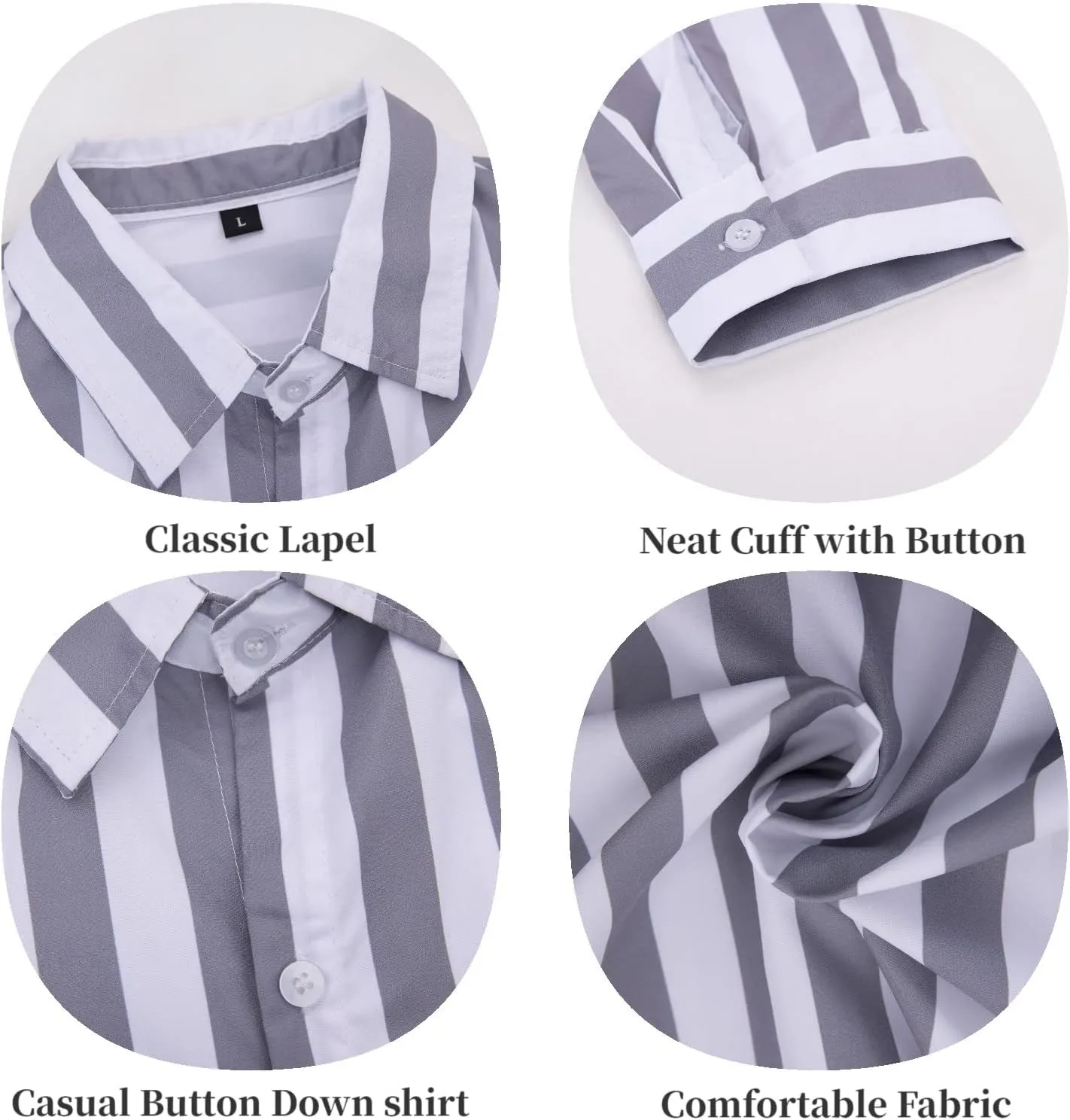 Rela Bota Mens Fashion Striped Shirts Beach Casual Button Down Henley Shirts Long Sleeve Dress Shirts Cotton Shirts