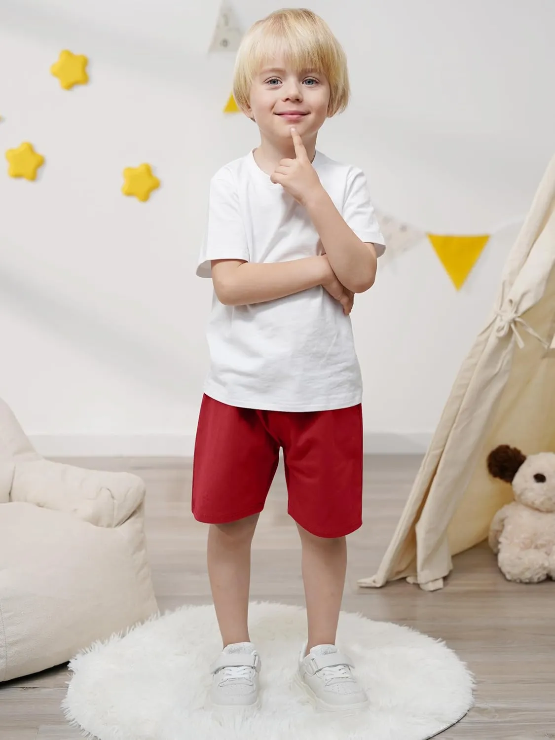 Resinta 4 Pack Toddler Boy Cotton Shorts Boys Casual Shorts Pull-on Shorts Soft Baby Boy Shorts for Summer