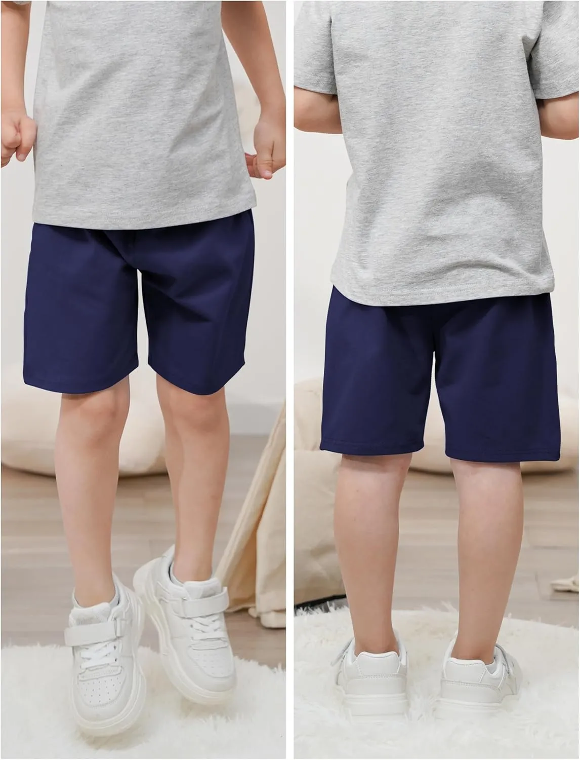 Resinta 4 Pack Toddler Boy Cotton Shorts Boys Casual Shorts Pull-on Shorts Soft Baby Boy Shorts for Summer