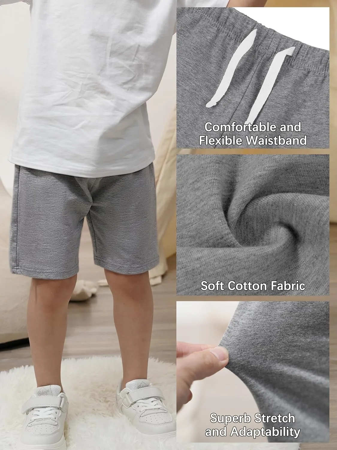 Resinta 4 Pack Toddler Boy Cotton Shorts Boys Casual Shorts Pull-on Shorts Soft Baby Boy Shorts for Summer