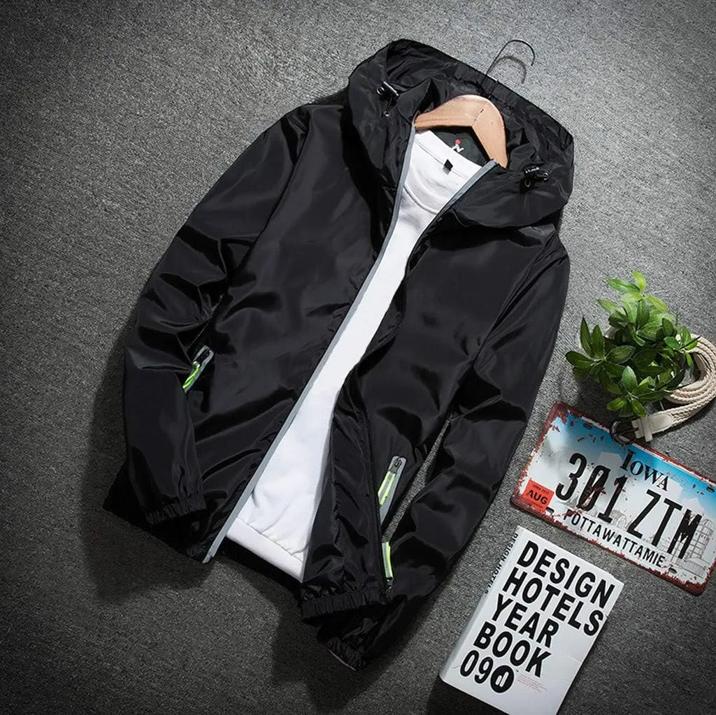 RTRDE Mens Winter Jackets Lightweight Windbreaker Casual Refleciton Zip Up Jackets with Hood Jackets, M-7XL