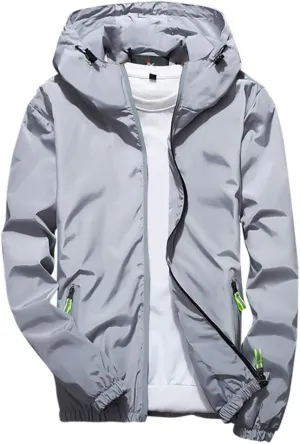RTRDE Mens Winter Jackets Lightweight Windbreaker Casual Refleciton Zip Up Jackets with Hood Jackets, M-7XL