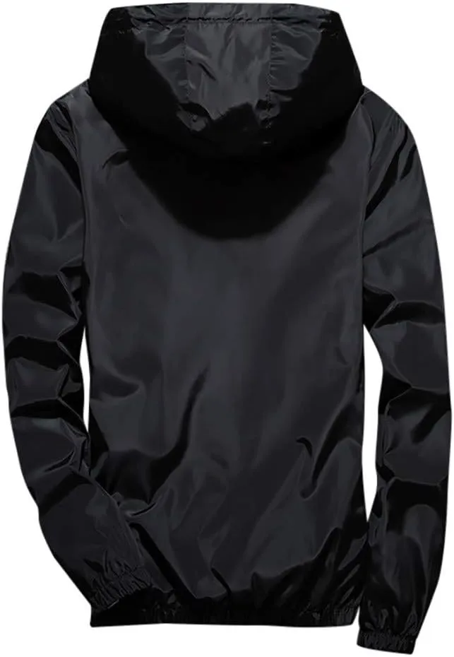 RTRDE Mens Winter Jackets Lightweight Windbreaker Casual Refleciton Zip Up Jackets with Hood Jackets, M-7XL