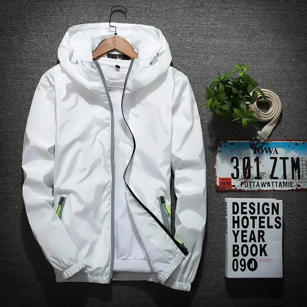 RTRDE Mens Winter Jackets Lightweight Windbreaker Casual Refleciton Zip Up Jackets with Hood Jackets, M-7XL