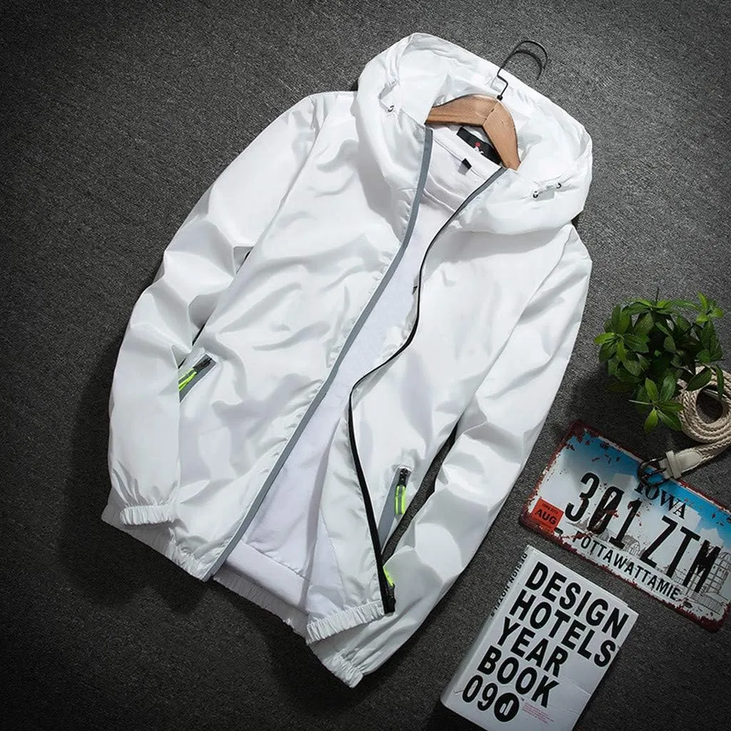 RTRDE Mens Winter Jackets Lightweight Windbreaker Casual Refleciton Zip Up Jackets with Hood Jackets, M-7XL