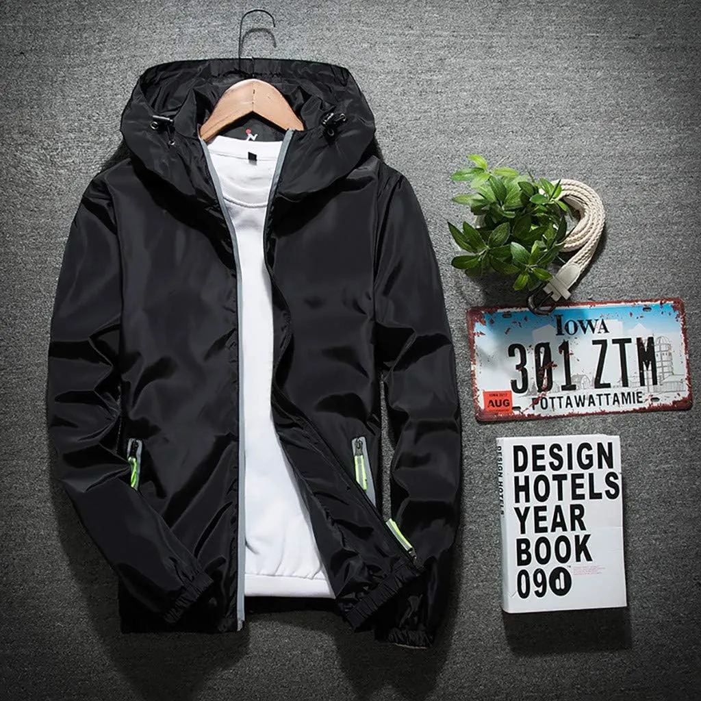 RTRDE Mens Winter Jackets Lightweight Windbreaker Casual Refleciton Zip Up Jackets with Hood Jackets, M-7XL