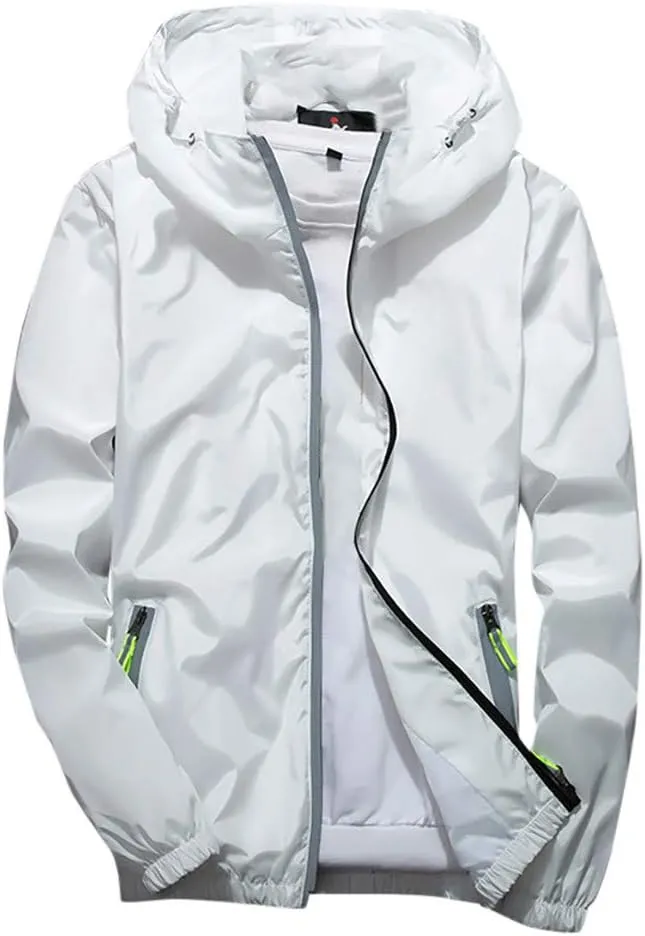 RTRDE Mens Winter Jackets Lightweight Windbreaker Casual Refleciton Zip Up Jackets with Hood Jackets, M-7XL