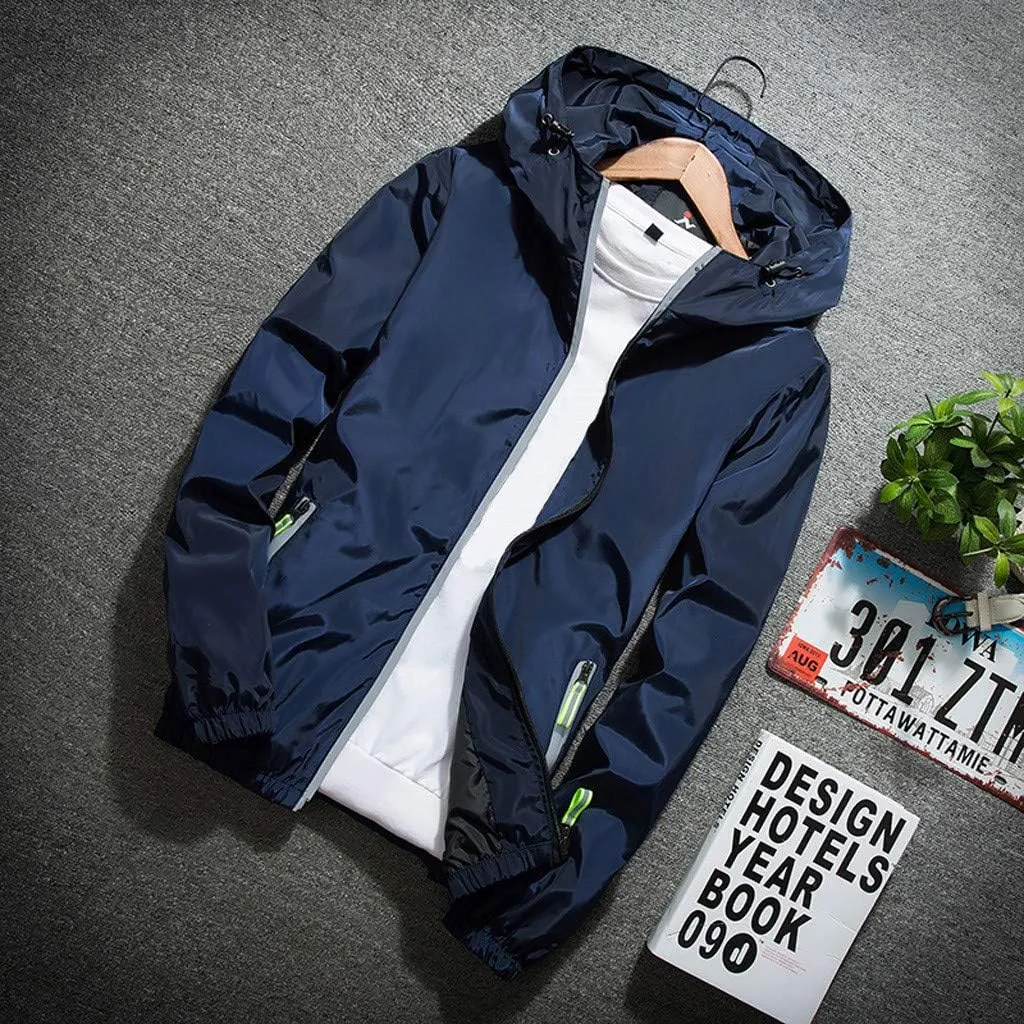 RTRDE Mens Winter Jackets Lightweight Windbreaker Casual Refleciton Zip Up Jackets with Hood Jackets, M-7XL