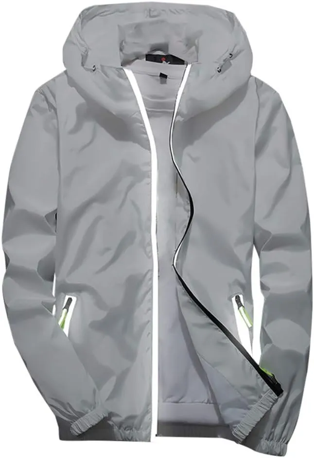 RTRDE Mens Winter Jackets Lightweight Windbreaker Casual Refleciton Zip Up Jackets with Hood Jackets, M-7XL