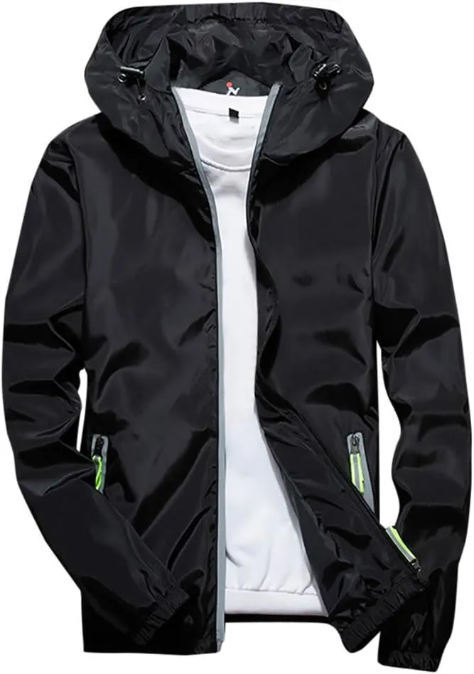 RTRDE Mens Winter Jackets Lightweight Windbreaker Casual Refleciton Zip Up Jackets with Hood Jackets, M-7XL