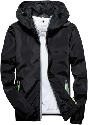 RTRDE Mens Winter Jackets Lightweight Windbreaker Casual Refleciton Zip Up Jackets with Hood Jackets, M-7XL