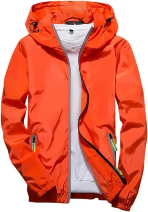 RTRDE Mens Winter Jackets Lightweight Windbreaker Casual Refleciton Zip Up Jackets with Hood Jackets, M-7XL