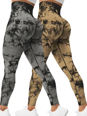 Rugkey Scrunch Butt Lift Leggings for Women Tie Dye High Waist Seamless Workout Yoga Pants Ruched Booty Compression Tights