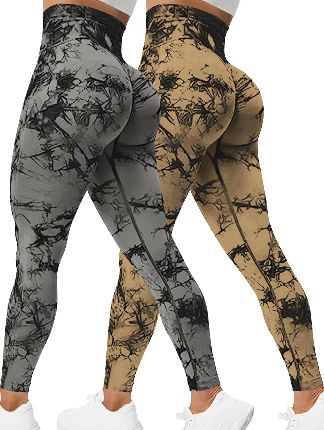 Rugkey Scrunch Butt Lift Leggings for Women Tie Dye High Waist Seamless Workout Yoga Pants Ruched Booty Compression Tights