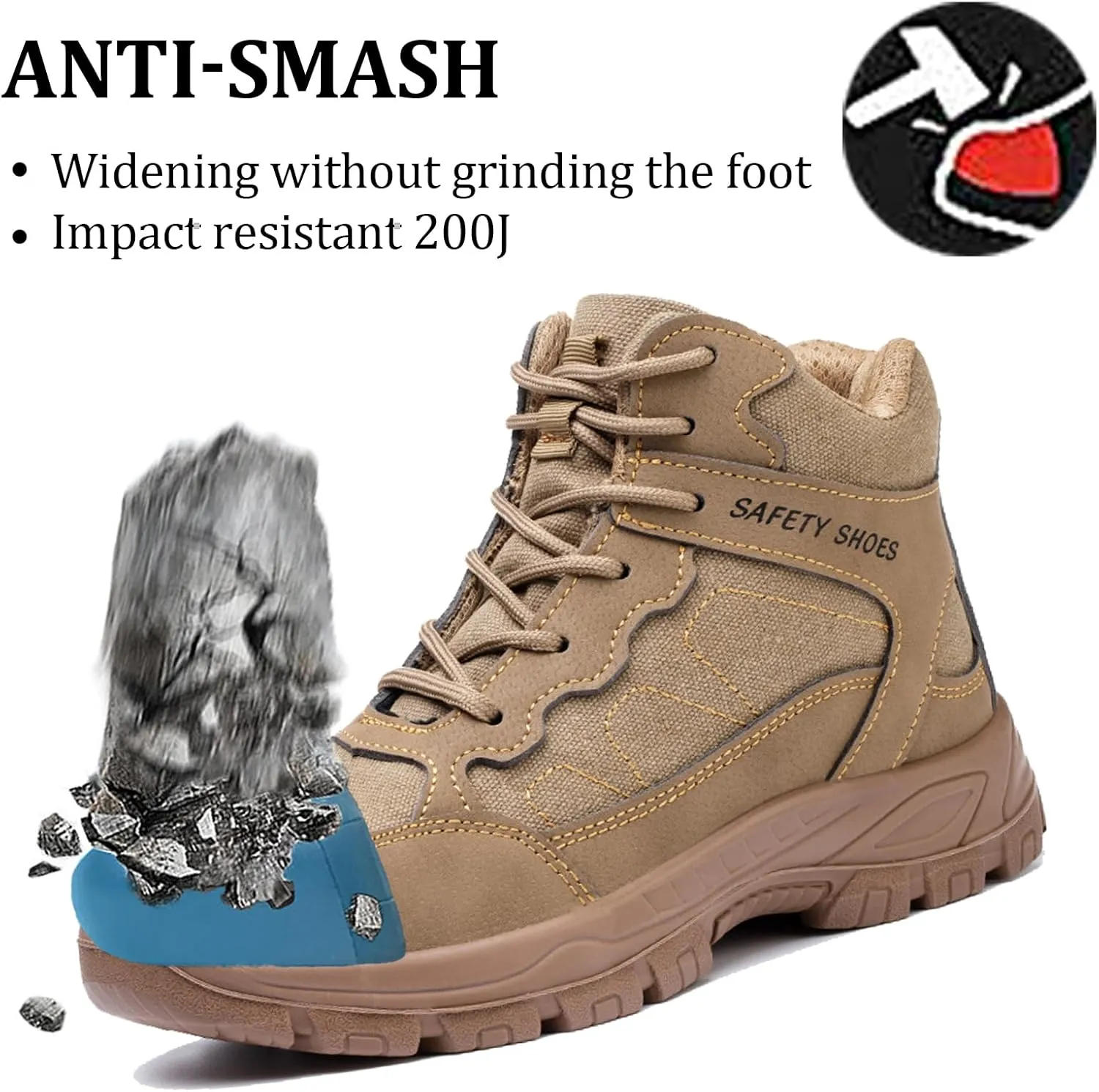 Safety Trainers Men Steel Toe Cap Trainers Work Construction Breathable Safety Shoes Non Slip Sneakers