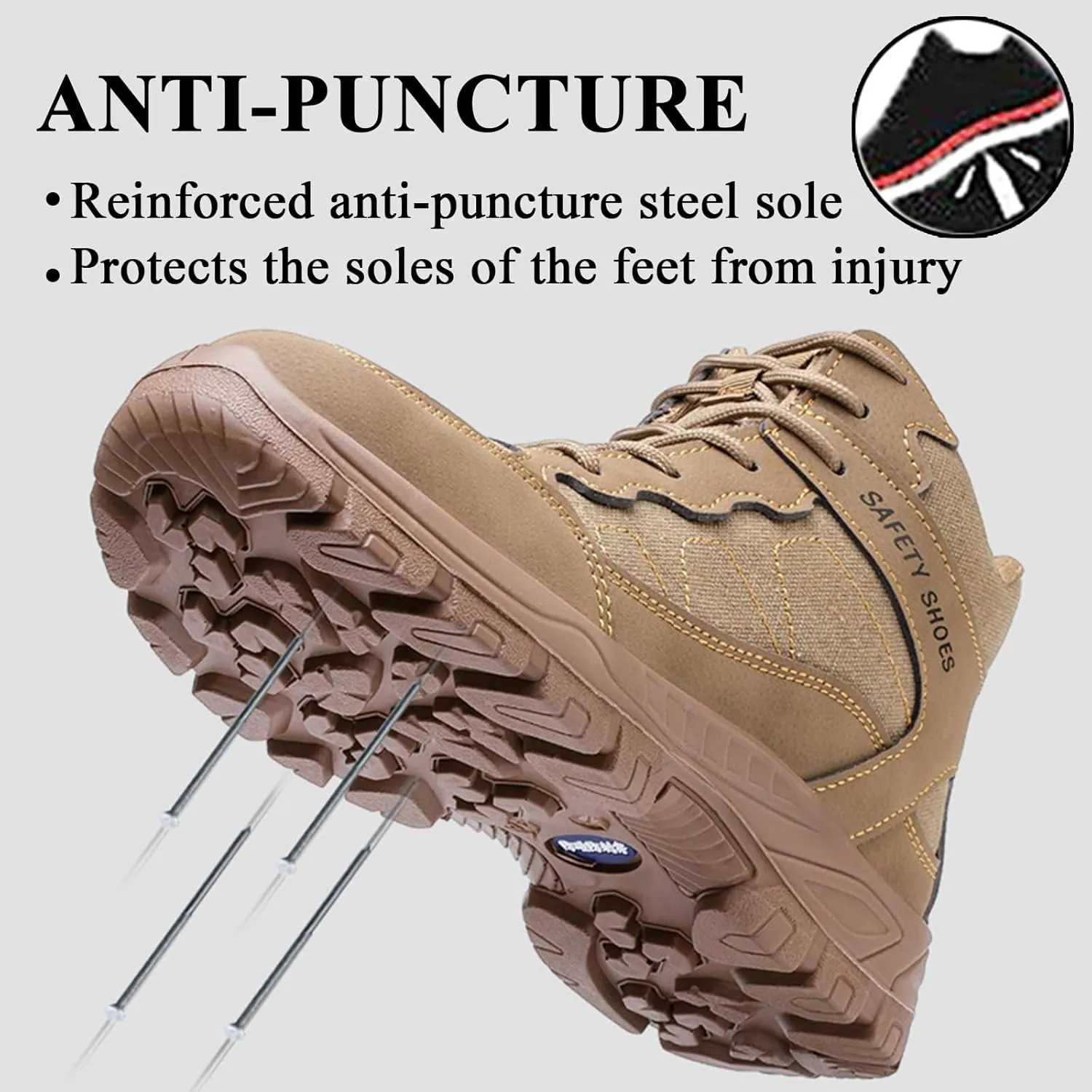 Safety Trainers Men Steel Toe Cap Trainers Work Construction Breathable Safety Shoes Non Slip Sneakers