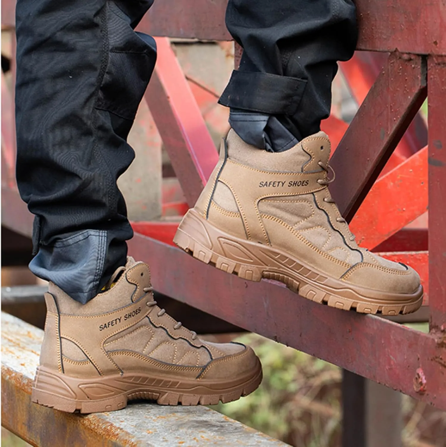 Safety Trainers Men Steel Toe Cap Trainers Work Construction Breathable Safety Shoes Non Slip Sneakers