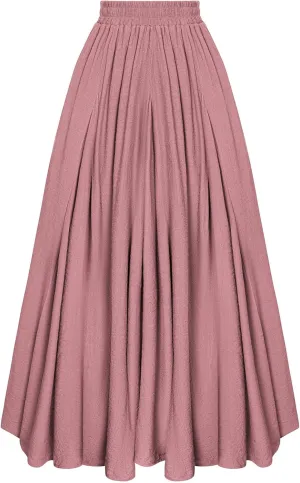 Scarlet Darkness Women Casual Maxi Skirt Flowy Bohemian Renaissance Long Skirts