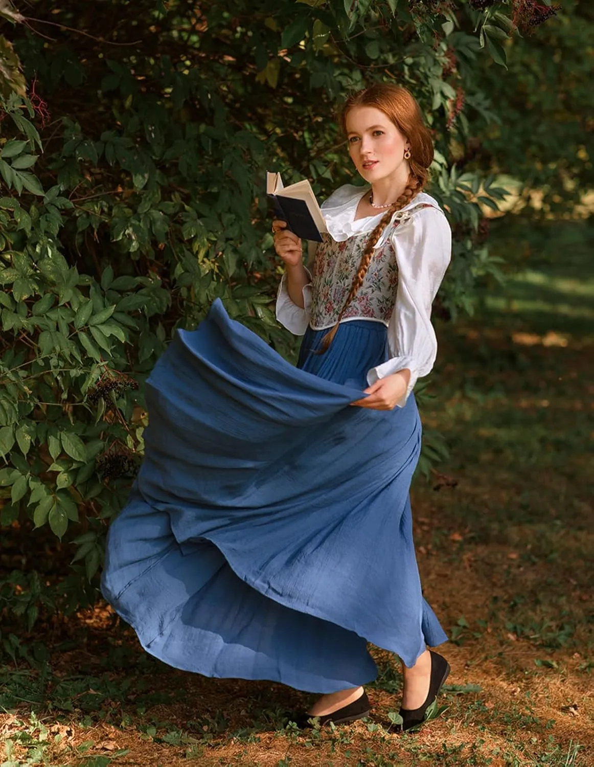 Scarlet Darkness Women Casual Maxi Skirt Flowy Bohemian Renaissance Long Skirts