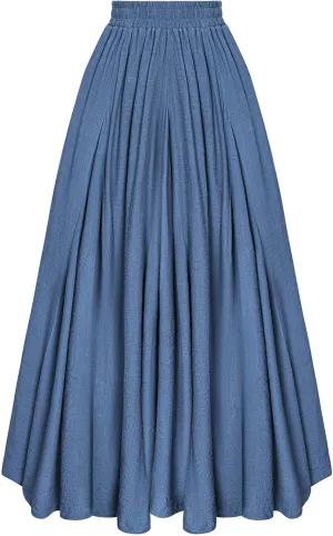 Scarlet Darkness Women Casual Maxi Skirt Flowy Bohemian Renaissance Long Skirts