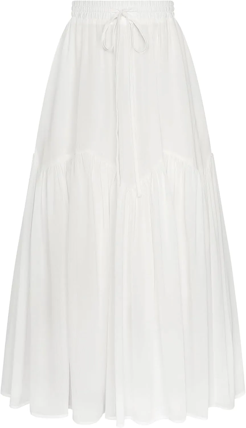 Scarlet Darkness Women Long Maxi Skirt Renaissance Tiered Flowy Elastic Waist Chiffon Skirts