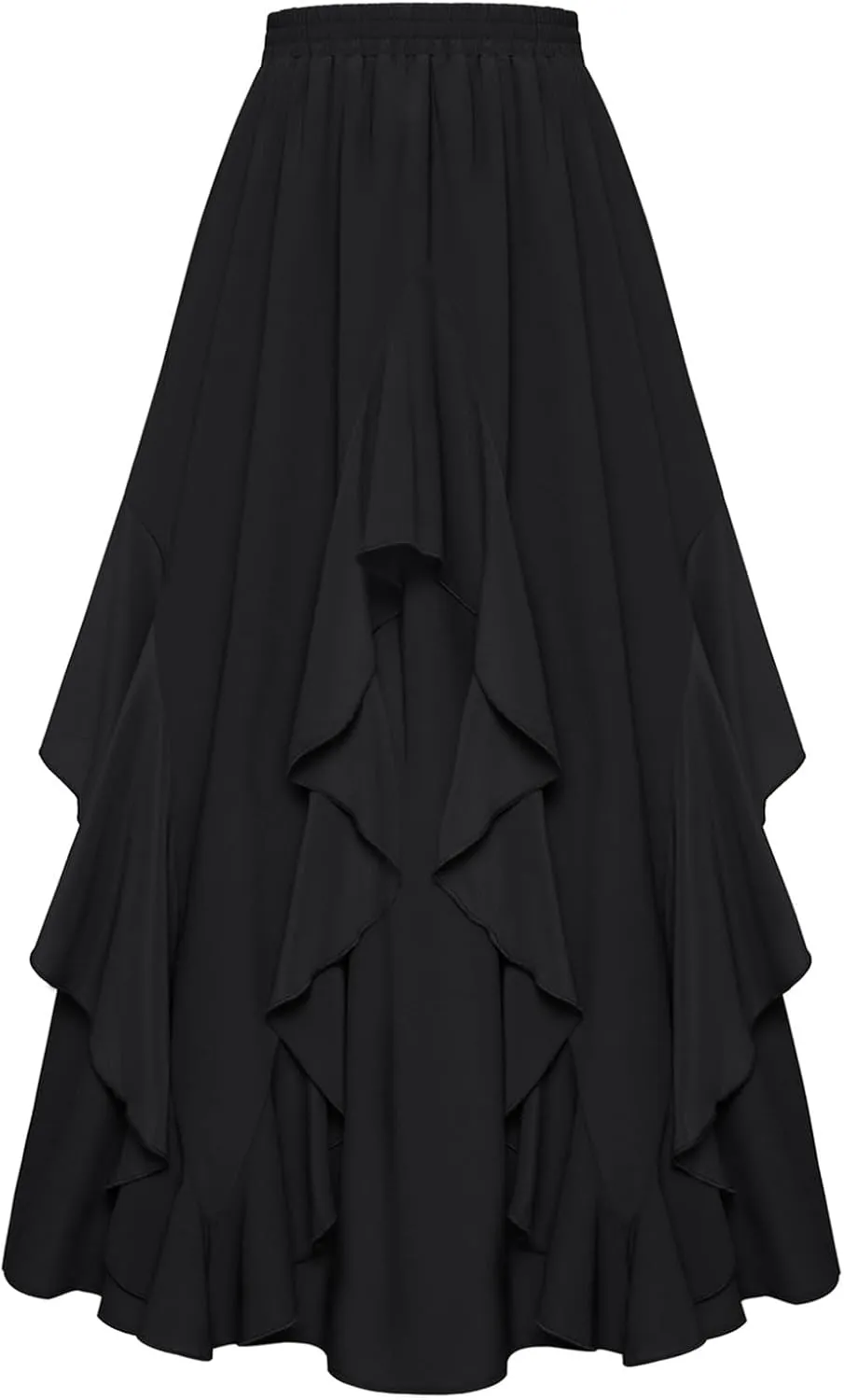 Scarlet Darkness Women Renaissance Long Maxi Skirt Double Layered Ruffled Irregular Chiffon Skirts