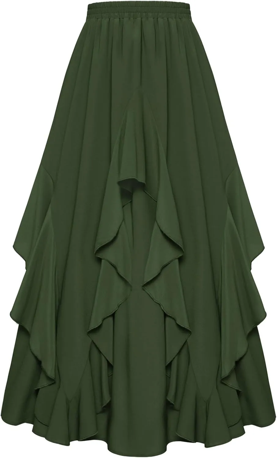 Scarlet Darkness Women Renaissance Long Maxi Skirt Double Layered Ruffled Irregular Chiffon Skirts