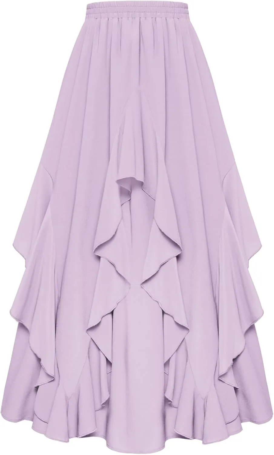 Scarlet Darkness Women Renaissance Long Maxi Skirt Double Layered Ruffled Irregular Chiffon Skirts