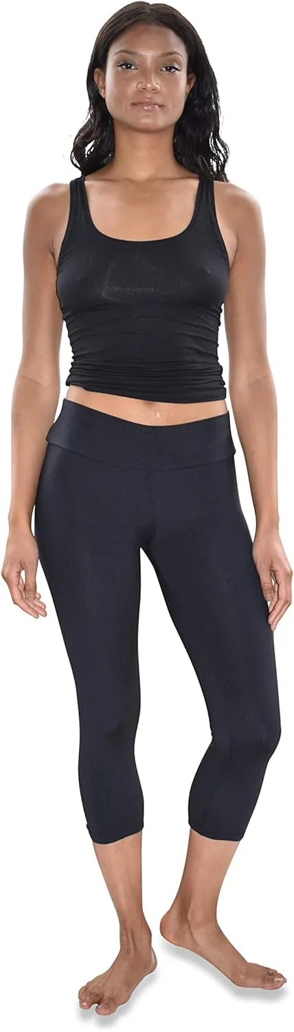 Sexy Basics Womens' Capri Length Skinny Pant Leggings | Ultra Soft Active Stretch Pants | Multi Packs & Colors