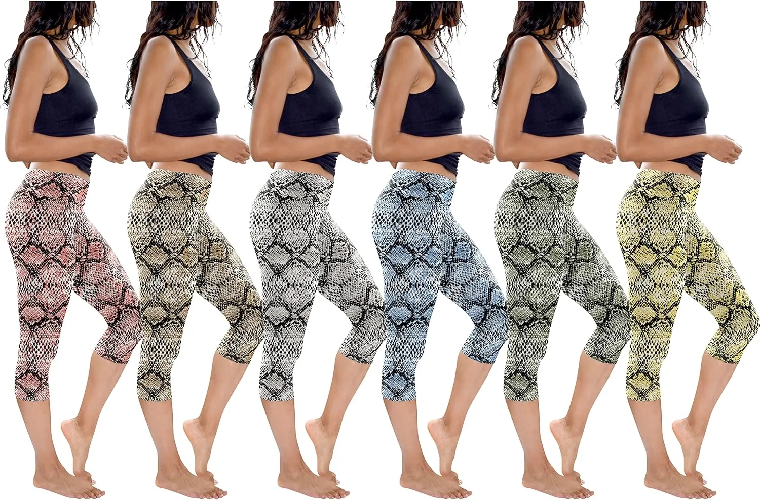 Sexy Basics Womens' Capri Length Skinny Pant Leggings | Ultra Soft Active Stretch Pants | Multi Packs & Colors