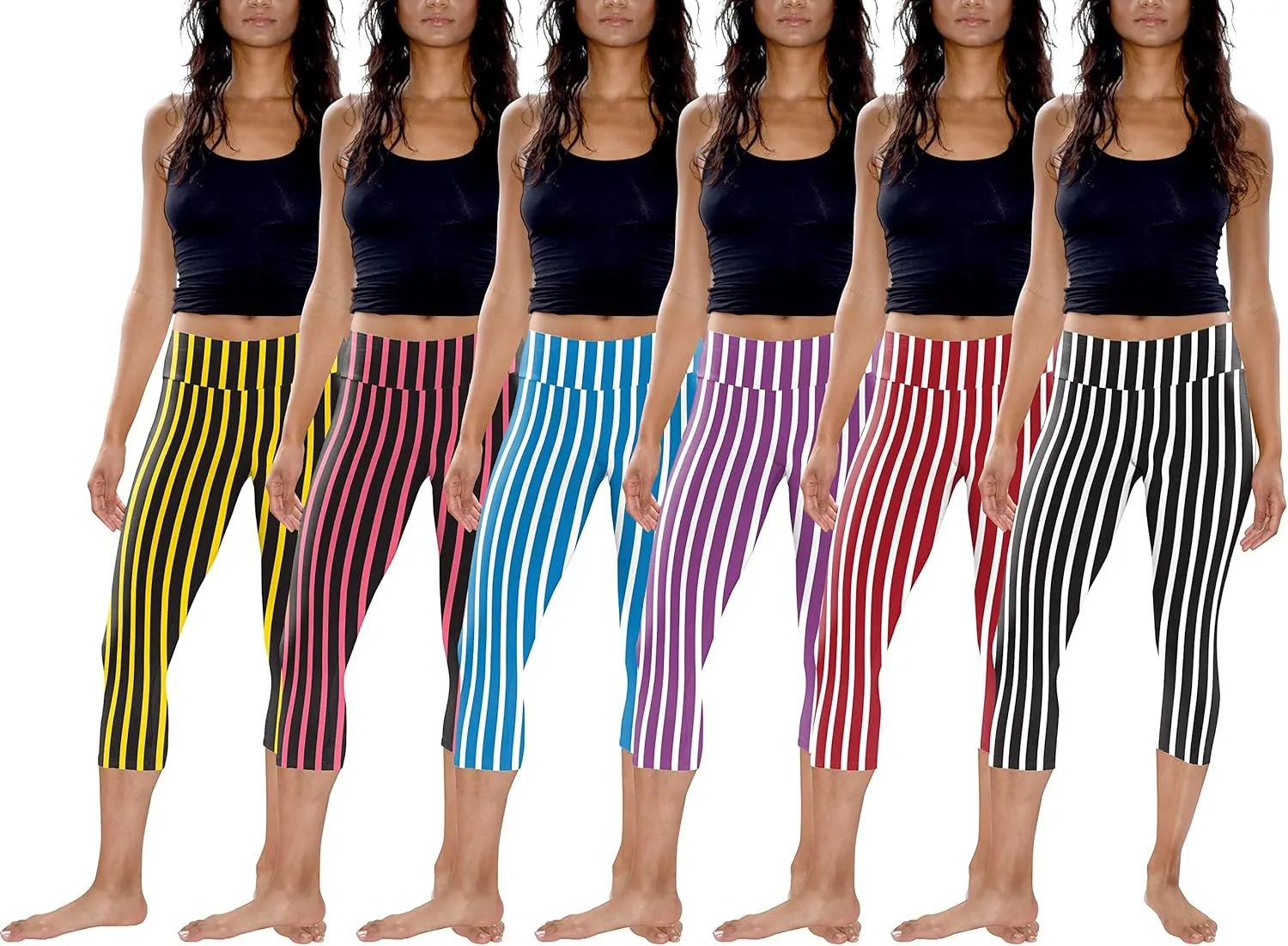 Sexy Basics Womens' Capri Length Skinny Pant Leggings | Ultra Soft Active Stretch Pants | Multi Packs & Colors