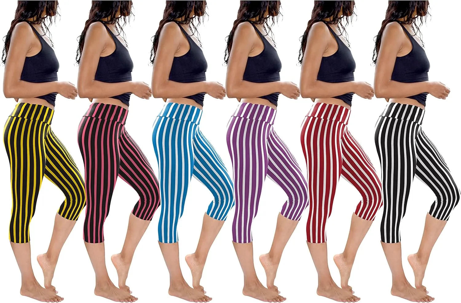 Sexy Basics Womens' Capri Length Skinny Pant Leggings | Ultra Soft Active Stretch Pants | Multi Packs & Colors