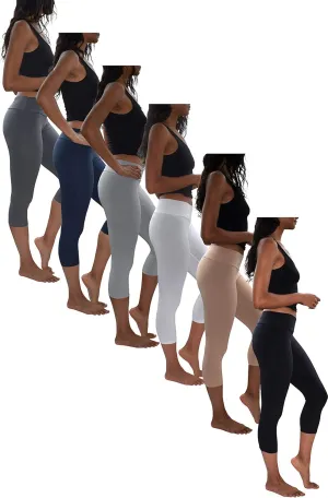 Sexy Basics Womens' Capri Length Skinny Pant Leggings | Ultra Soft Active Stretch Pants | Multi Packs & Colors
