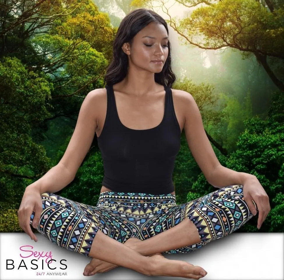 Sexy Basics Womens' Capri Length Skinny Pant Leggings | Ultra Soft Active Stretch Pants | Multi Packs & Colors