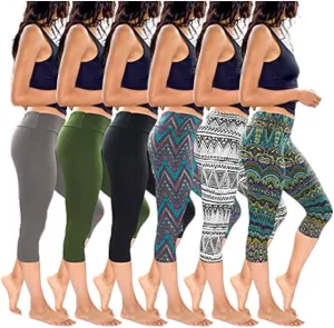 Sexy Basics Womens' Capri Length Skinny Pant Leggings | Ultra Soft Active Stretch Pants | Multi Packs & Colors