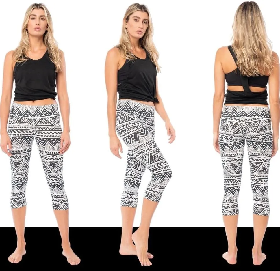 Sexy Basics Womens' Capri Length Skinny Pant Leggings | Ultra Soft Active Stretch Pants | Multi Packs & Colors