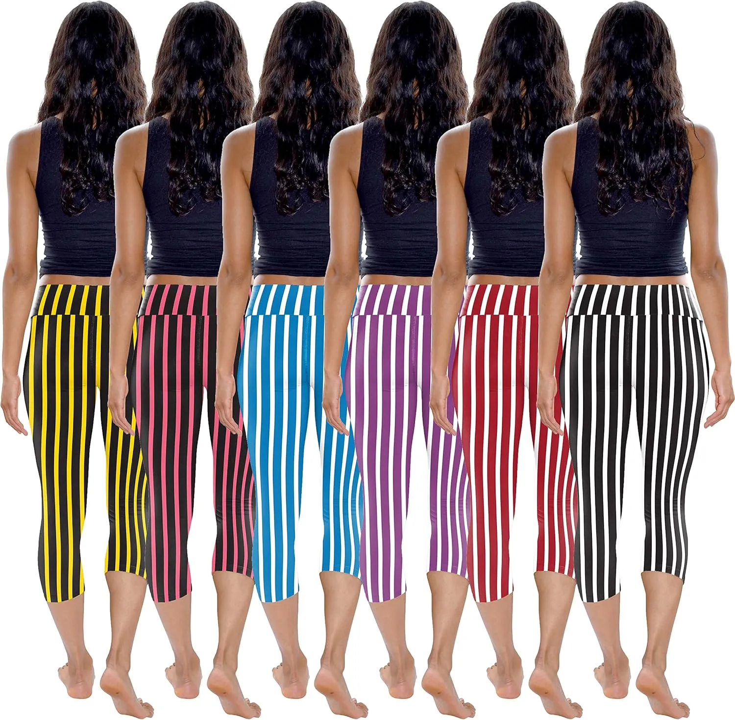 Sexy Basics Womens' Capri Length Skinny Pant Leggings | Ultra Soft Active Stretch Pants | Multi Packs & Colors