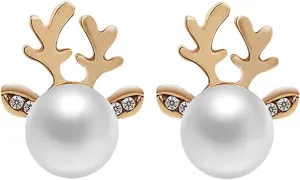 Simple Minimalist Gold Earrings Gold Plated Pearl Stud Earrings for Women,Sterling Sliver Pearl Tiny Stud Trendy Jewelry Gifts for Birthday Xmas Mothers Day Gold Ball Stud Earrings