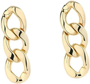 SOIMISS Gold Chain Circle Earrings for Women Women's Dangle Chain Earrings Minimalist Style Fashion Jewelry