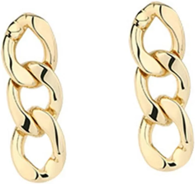 SOIMISS Gold Chain Circle Earrings for Women Women's Dangle Chain Earrings Minimalist Style Fashion Jewelry