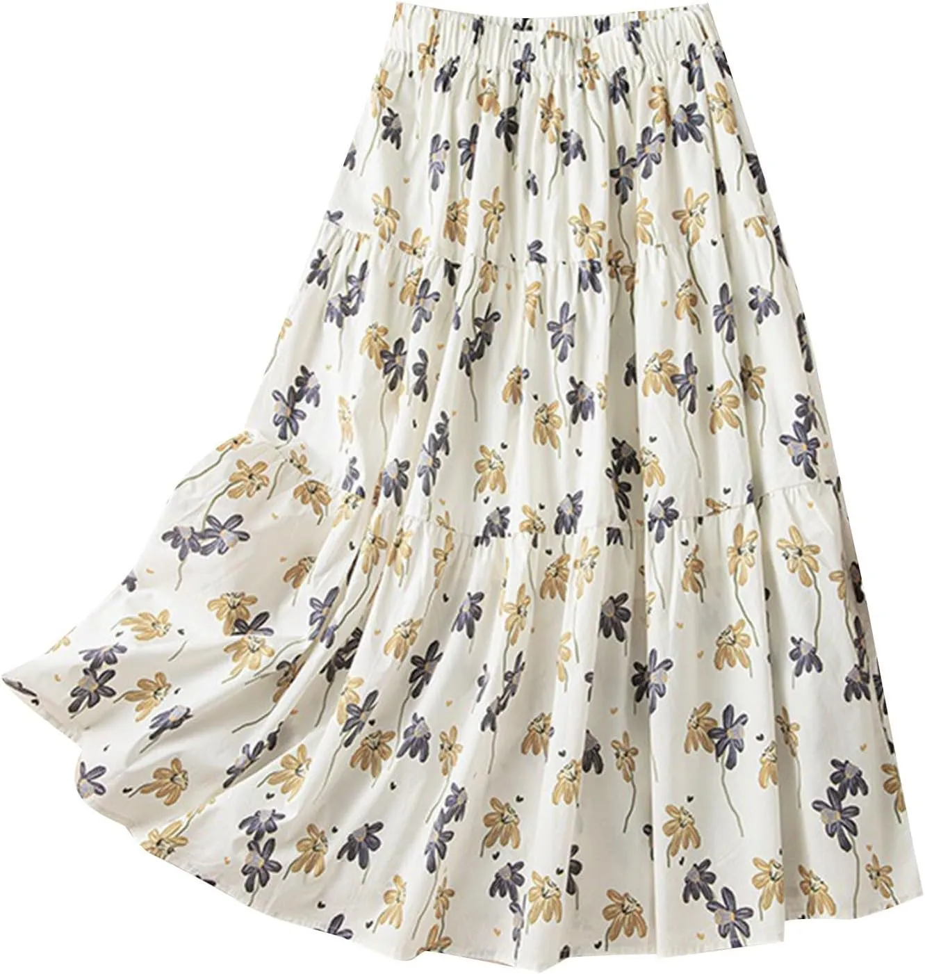 Spring Summer Floral Skirts for Women 2025 Bohemian Beach Midi Skirt Lightweight Flowy Vacation Boho Skirts