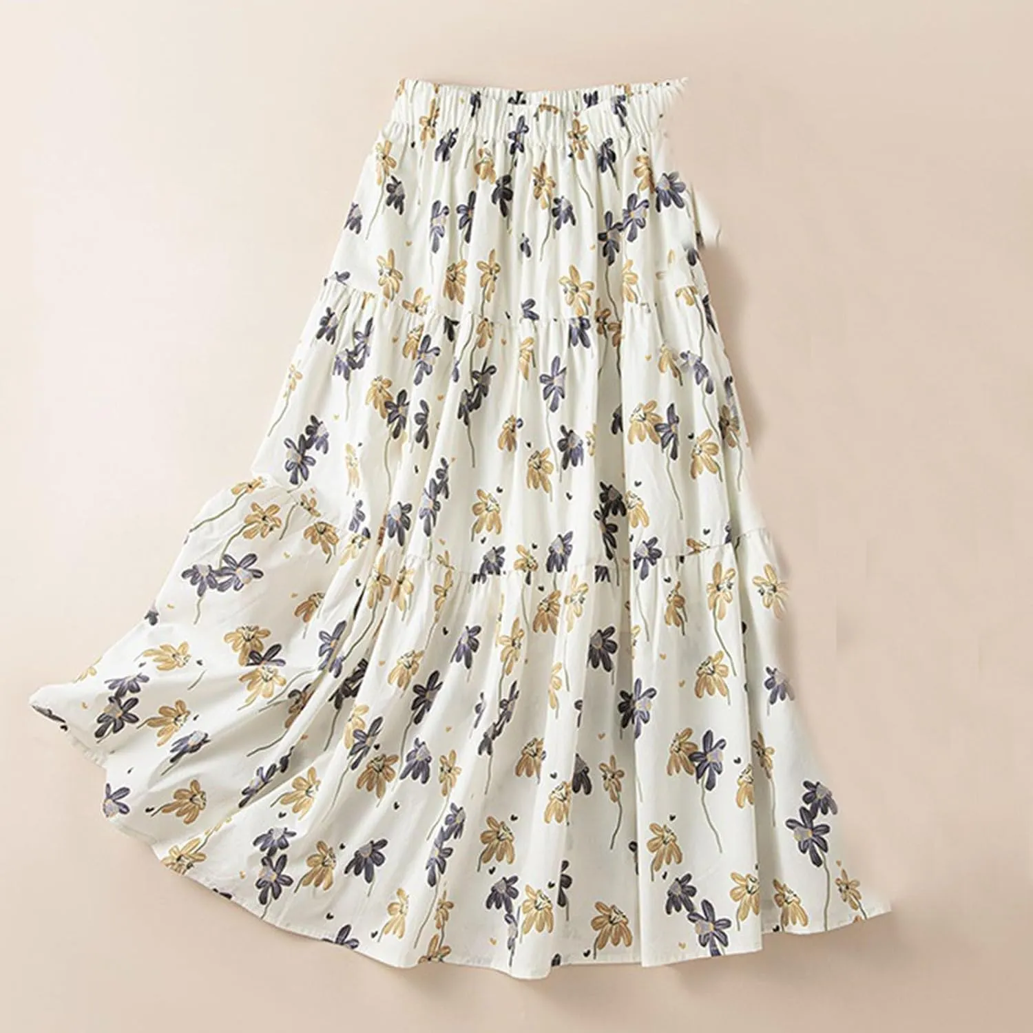 Spring Summer Floral Skirts for Women 2025 Bohemian Beach Midi Skirt Lightweight Flowy Vacation Boho Skirts