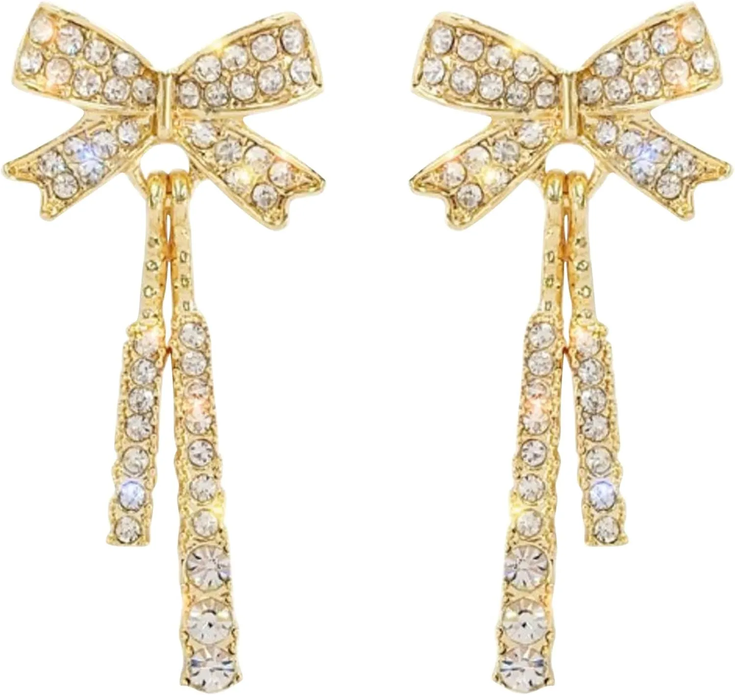 Stainless Steel CZ Earrings Dangle Earrings for Women,Long Hanging Gold Plated Silver Chain Earrings Bow Pearl Threader Earrings Jewelry Accessory Gifts Clip On Cartilage Cuff Earrings