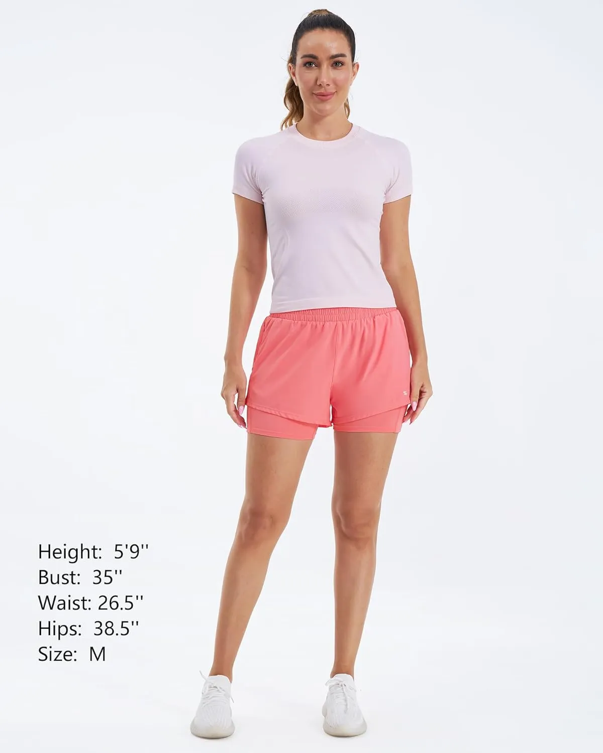 Stelle Women 2 in 1 Running Shorts High Waisted Athletic Shorts Gym Workout Shorts with Liner Zipper Pockets