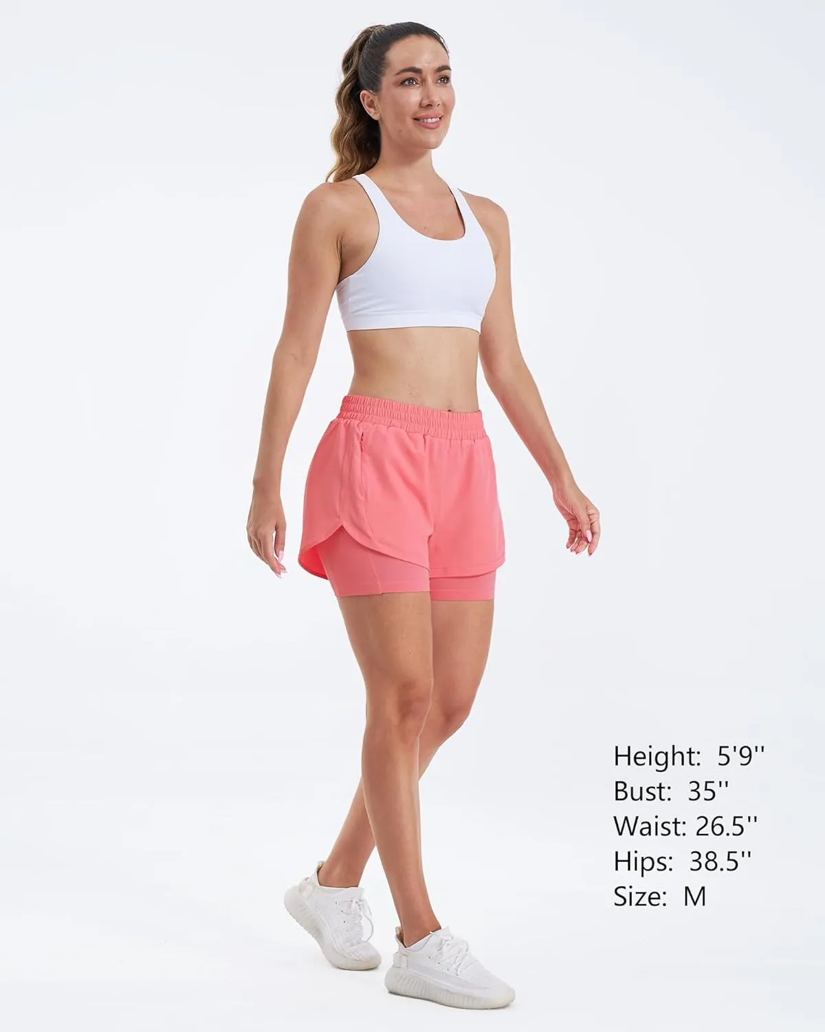 Stelle Women 2 in 1 Running Shorts High Waisted Athletic Shorts Gym Workout Shorts with Liner Zipper Pockets