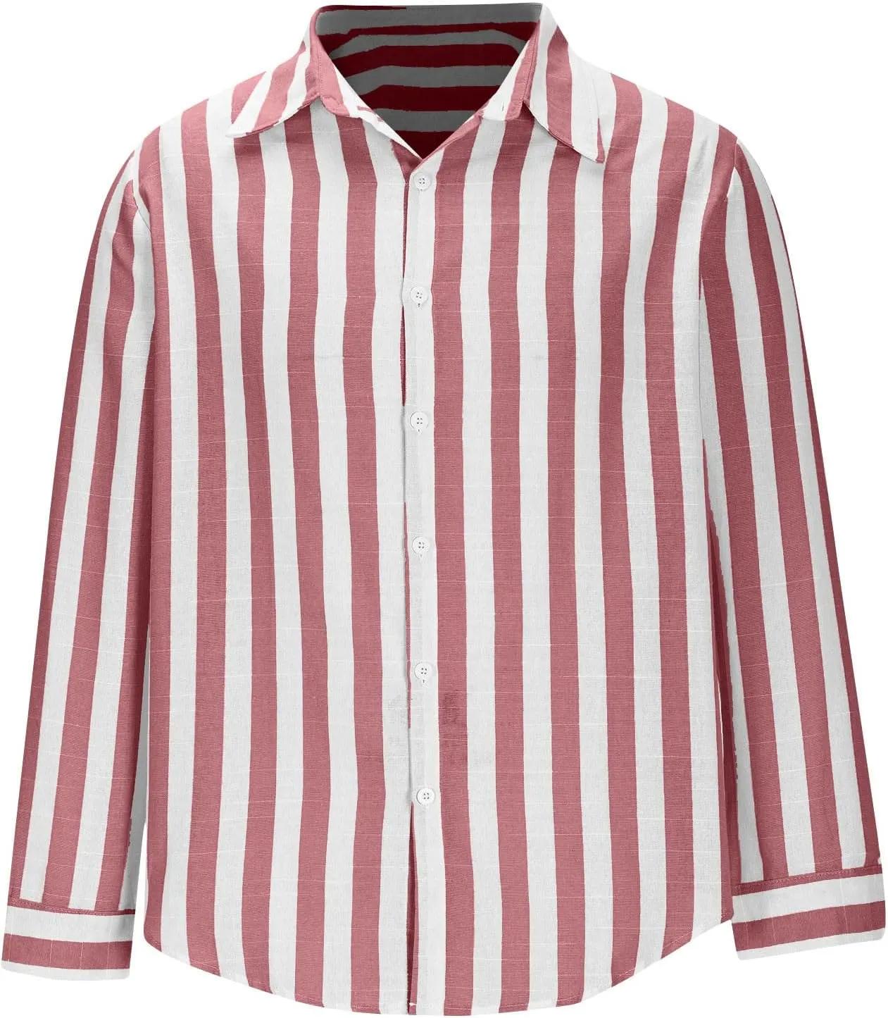 Striped Color Block Shirts for Men Casual Long Sleeve Button Down Shirts Loose Summer Beach Collared Top