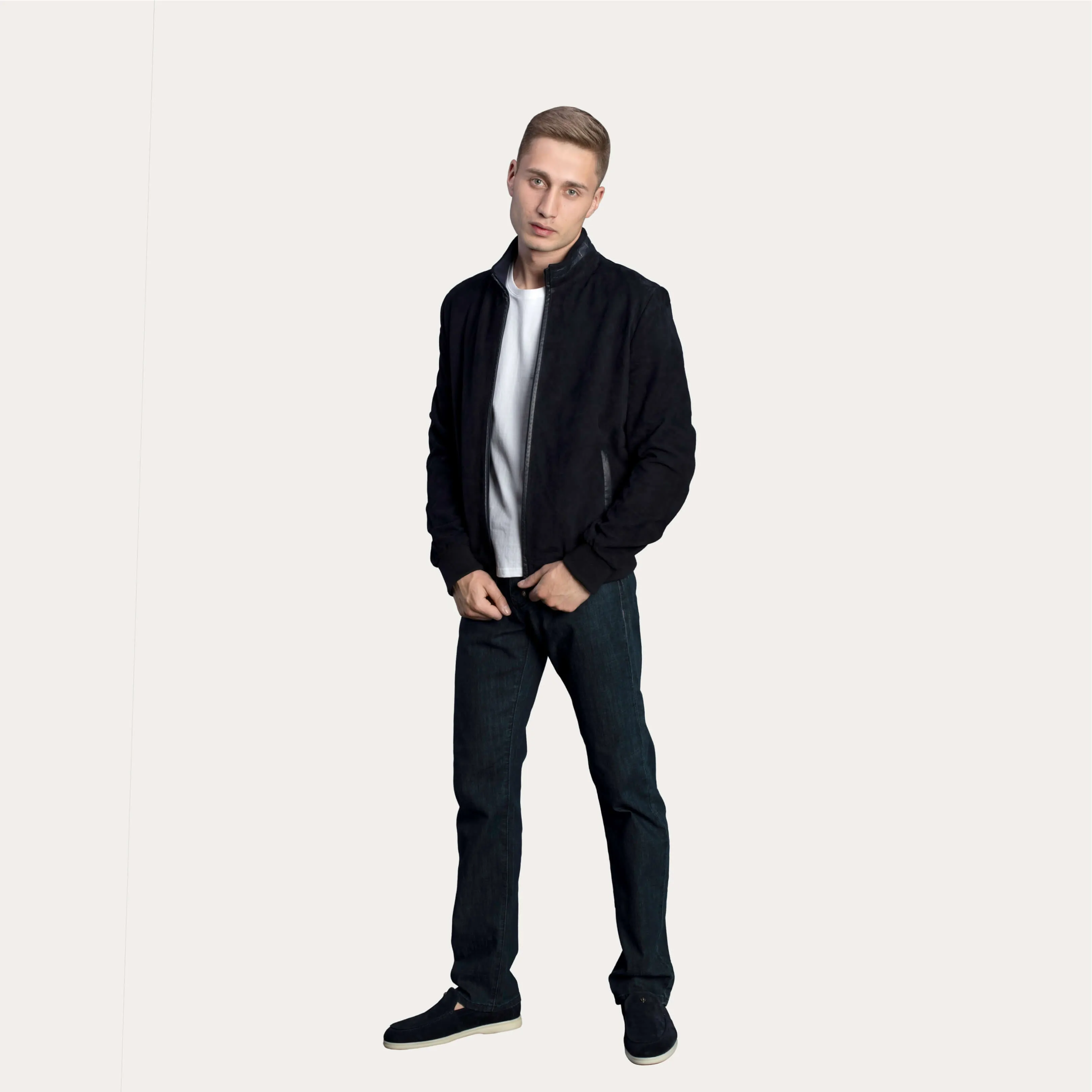 Suede & Crocodile Leather Bomber Jacket