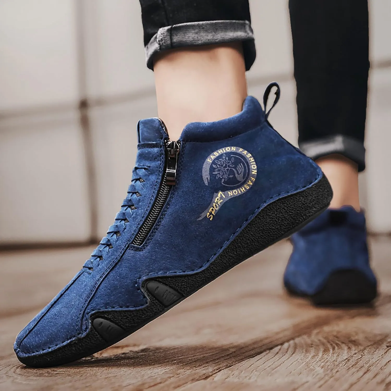 Suede Boots for Men Waterproof Leather Sneakers Casual Non-Slip Walking Shoes Breathable Outdoor Shoes 2024