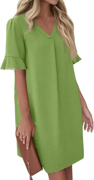 Summer Casual Dresses for Women Flowy Garden Party Dresses That Hide Tummy Bulge Birthday Ruffle Ren Faire Cute Spring Outfit
