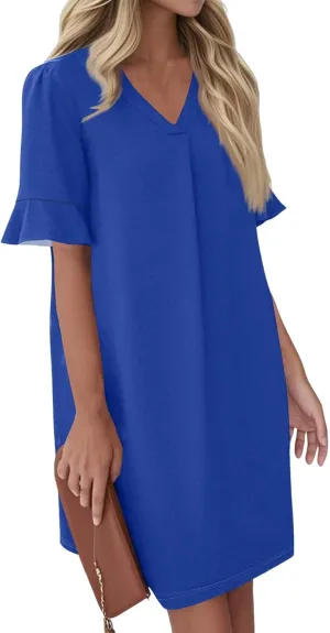 Summer Casual Dresses for Women Flowy Garden Party Dresses That Hide Tummy Bulge Birthday Ruffle Ren Faire Cute Spring Outfit